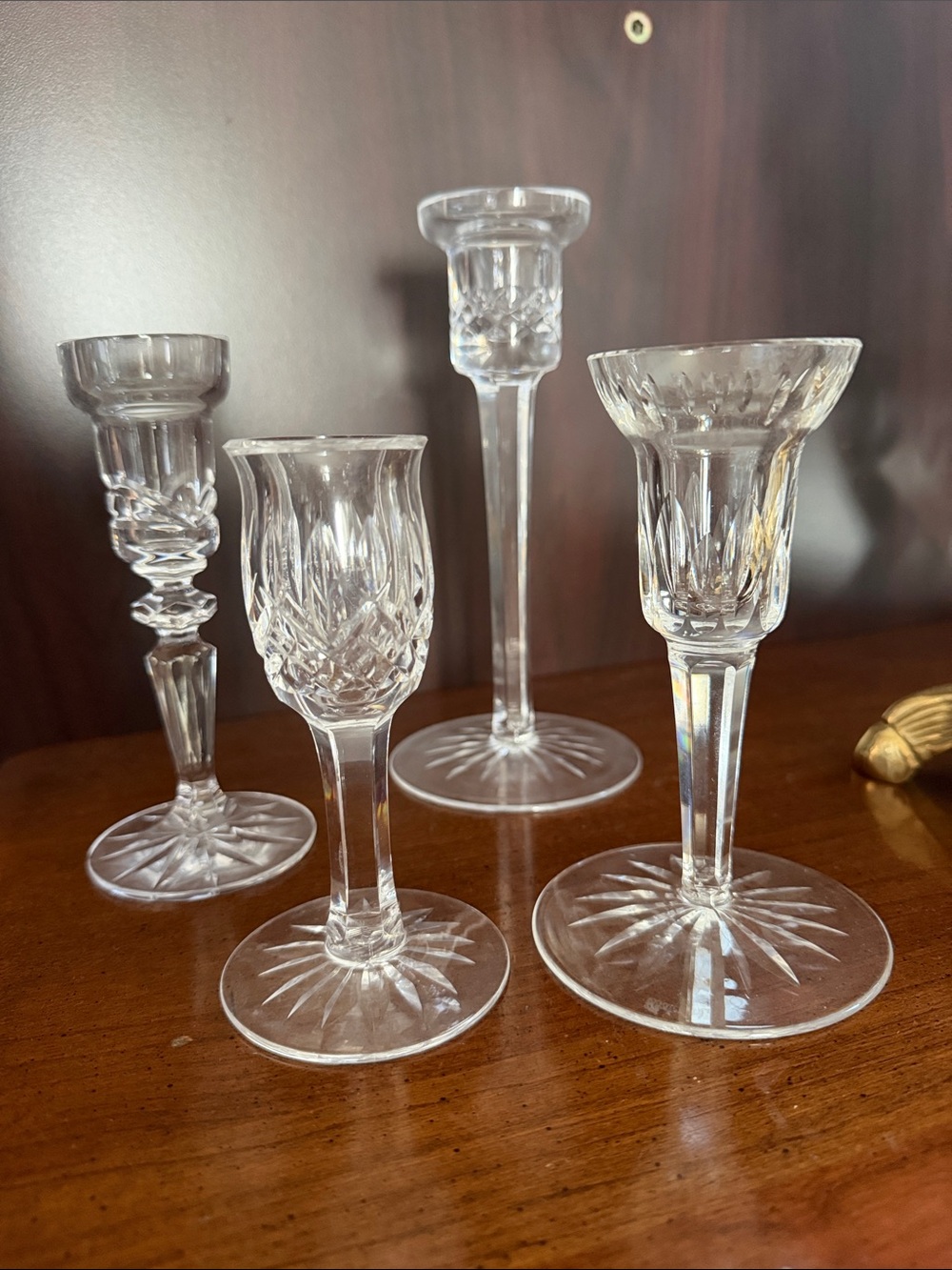 Set of 4 vintage Waterford Clear Cut Crystal candle holder